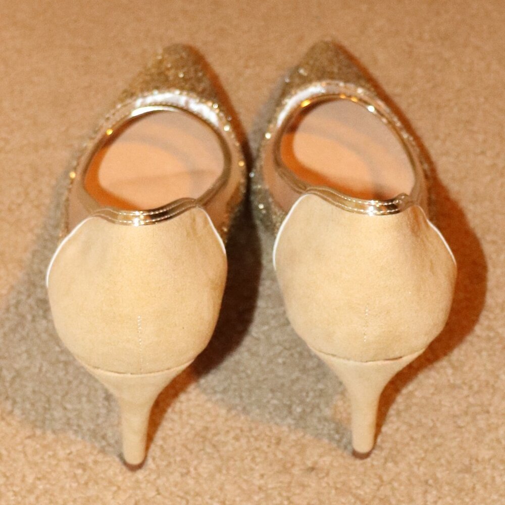 Journee Collection Gold Sparkle Heels, Sz 10M, Gold - Picture 4 of 6